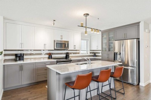 60 Erin Meadow Way Se, Calgary, AB - Indoor Photo Showing Kitchen With Double Sink With Upgraded Kitchen