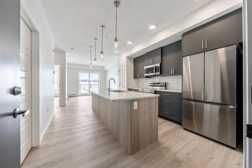 419-245 Edith Place Nw, Calgary, AB - Indoor Photo Showing Kitchen With Stainless Steel Kitchen With Upgraded Kitchen