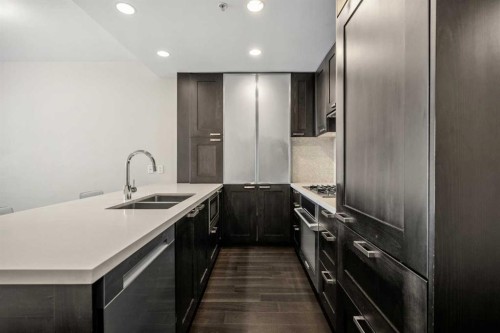 314-222 Riverfront Avenue Sw, Calgary, AB - Indoor Photo Showing Kitchen With Double Sink With Upgraded Kitchen
