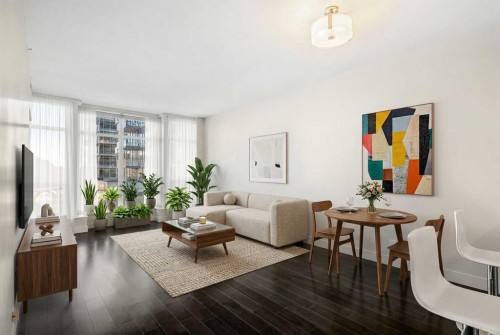 314-222 Riverfront Avenue Sw, Calgary, AB - Indoor Photo Showing Living Room