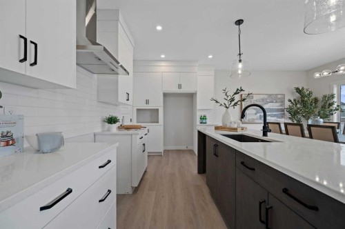 470 Baywater Green, Airdrie, AB - Indoor Photo Showing Kitchen With Upgraded Kitchen