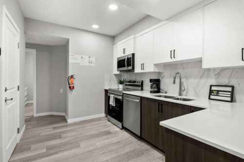 243 Silver Spruce Grove Sw, Calgary, AB - Indoor Photo Showing Kitchen With Double Sink