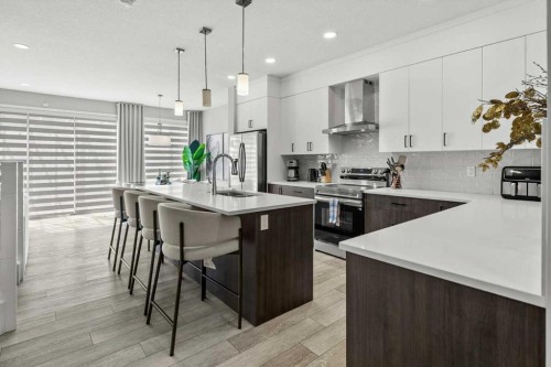 243 Silver Spruce Grove Sw, Calgary, AB - Indoor Photo Showing Kitchen With Stainless Steel Kitchen With Upgraded Kitchen