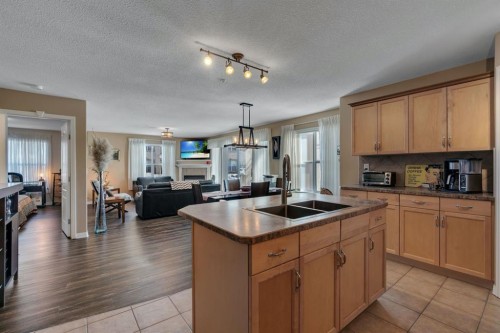 2117-303 Arbour Crest Drive Nw, Calgary, AB - Indoor Photo Showing Kitchen With Double Sink