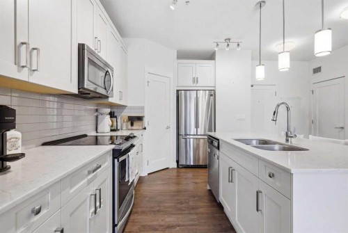 104-20 Walgrove Walk Se, Calgary, AB - Indoor Photo Showing Kitchen With Double Sink With Upgraded Kitchen
