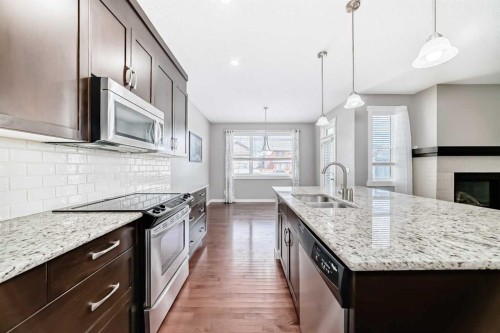 112 Chaparral Valley View Se, Calgary, AB - Indoor Photo Showing Kitchen With Double Sink With Upgraded Kitchen