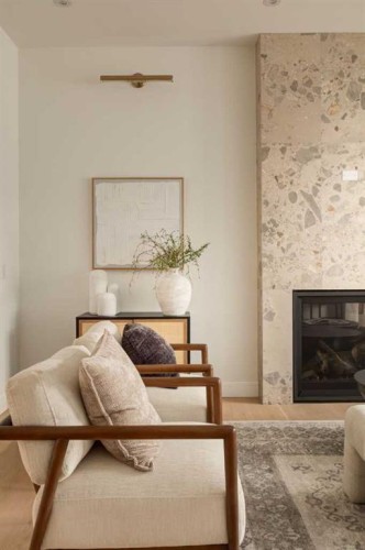 8812 33 Avenue Nw, Calgary, AB - Indoor Photo Showing Living Room With Fireplace