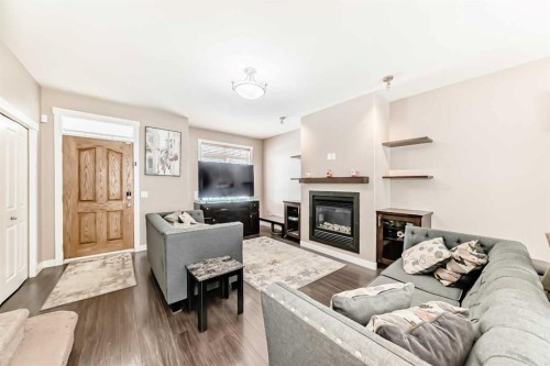 37 Skyview Ranch Gardens Ne, Calgary, AB - Indoor Photo Showing Living Room With Fireplace