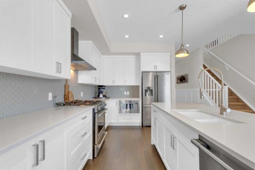 21 Masters Place Se, Calgary, AB - Indoor Photo Showing Kitchen With Double Sink With Upgraded Kitchen