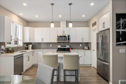 265 Seton Circle Se, Calgary, AB - Indoor Photo Showing Kitchen With Stainless Steel Kitchen With Upgraded Kitchen
