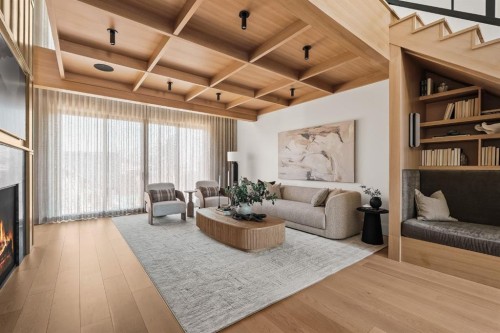 6 Stanley Crescent Sw, Calgary, AB - Indoor Photo Showing Living Room With Fireplace
