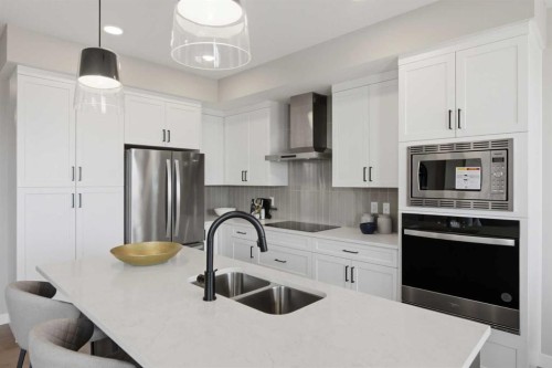 147 Belvedere Crescent Se, Calgary, AB - Indoor Photo Showing Kitchen With Double Sink With Upgraded Kitchen