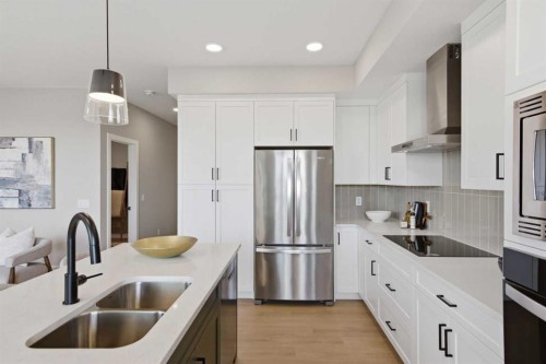 147 Belvedere Crescent Se, Calgary, AB - Indoor Photo Showing Kitchen With Double Sink With Upgraded Kitchen