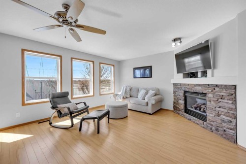 192 Somerglen Common, Calgary, AB - Indoor Photo Showing Living Room With Fireplace