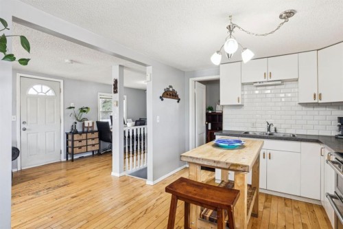7417 24 Street Se, Calgary, AB - Indoor Photo Showing Kitchen With Double Sink