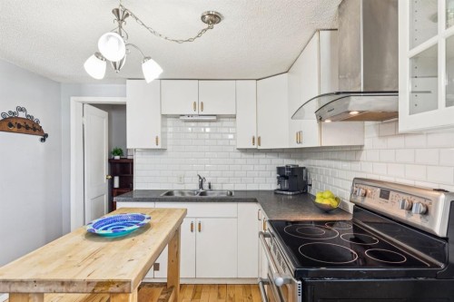 7417 24 Street Se, Calgary, AB - Indoor Photo Showing Kitchen With Double Sink