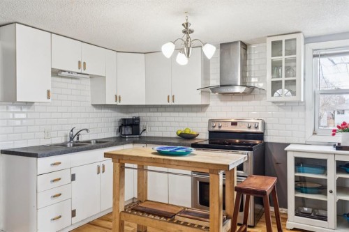 7417 24 Street Se, Calgary, AB - Indoor Photo Showing Kitchen With Stainless Steel Kitchen With Double Sink