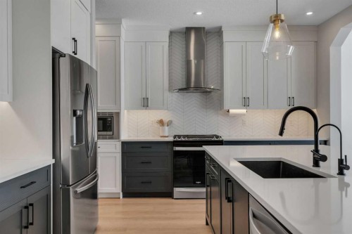 23 Savoy Terrace Se, Calgary, AB - Indoor Photo Showing Kitchen With Stainless Steel Kitchen With Upgraded Kitchen