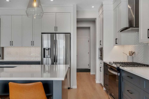 23 Savoy Terrace Se, Calgary, AB - Indoor Photo Showing Kitchen With Stainless Steel Kitchen With Upgraded Kitchen