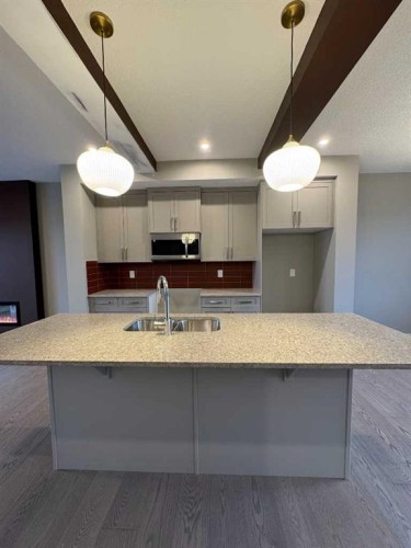 219 Waterford Heights, Chestermere, AB - Indoor Photo Showing Kitchen With Double Sink With Upgraded Kitchen