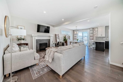 35 Walden Mount Se, Calgary, AB - Indoor Photo Showing Living Room With Fireplace