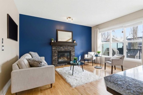 61 Sage Valley Manor Nw, Calgary, AB - Indoor Photo Showing Living Room With Fireplace