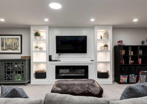4627 Verona Drive Nw, Calgary, AB - Indoor Photo Showing Living Room With Fireplace
