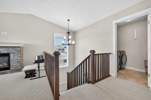 200 Kingston Way Se, Airdrie, AB - Indoor With Fireplace
