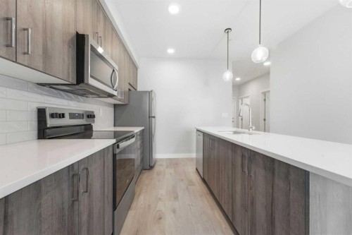 313-700 Shawnee Square Sw, Calgary, AB - Indoor Photo Showing Kitchen With Upgraded Kitchen