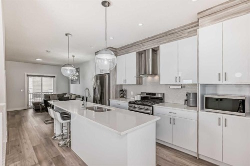 516-95 Skyview Close Ne, Calgary, AB - Indoor Photo Showing Kitchen With Stainless Steel Kitchen With Double Sink With Upgraded Kitchen