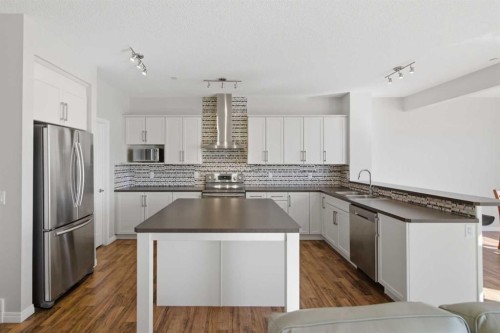 1456 Livingston Way Ne, Calgary, AB - Indoor Photo Showing Kitchen With Stainless Steel Kitchen With Upgraded Kitchen