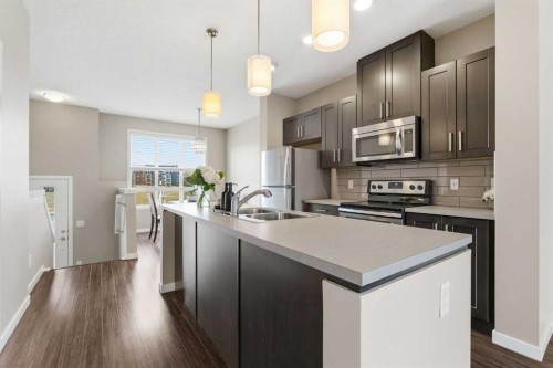 235 Copperstone Park Se, Calgary, AB - Indoor Photo Showing Kitchen With Stainless Steel Kitchen With Double Sink
