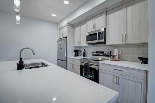 5119-20295 Seton Way Se, Calgary, AB - Indoor Photo Showing Kitchen With Stainless Steel Kitchen With Double Sink
