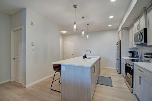 5119-20295 Seton Way Se, Calgary, AB - Indoor Photo Showing Kitchen With Stainless Steel Kitchen With Upgraded Kitchen