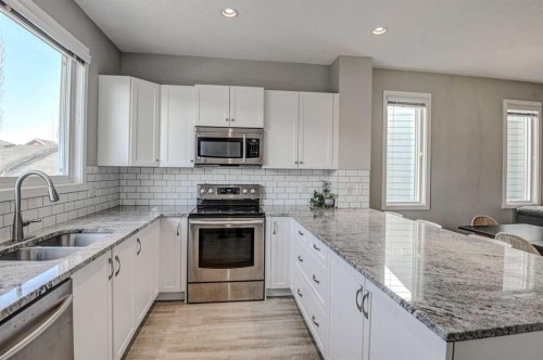 52 Masters Link Se, Calgary, AB - Indoor Photo Showing Kitchen With Double Sink With Upgraded Kitchen