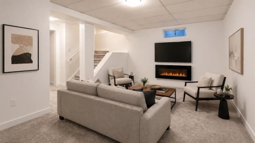 33 Martindale Court Ne, Calgary, AB - Indoor With Fireplace