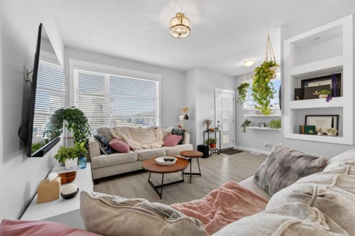 29 Skyview Parade Ne, Calgary, AB - Indoor Photo Showing Living Room With Fireplace