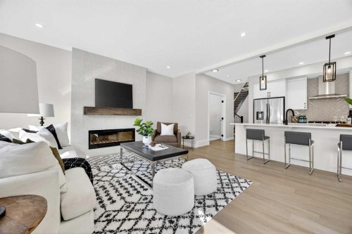 997 Alpine Drive Sw, Calgary, AB - Indoor With Fireplace