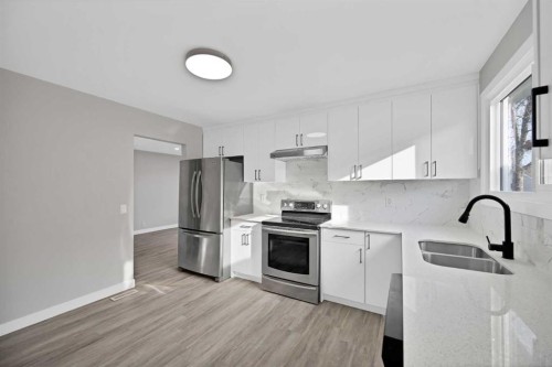 4351 38 Street Ne, Calgary, AB - Indoor Photo Showing Kitchen With Stainless Steel Kitchen With Double Sink