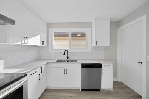 4351 38 Street Ne, Calgary, AB - Indoor Photo Showing Kitchen With Double Sink