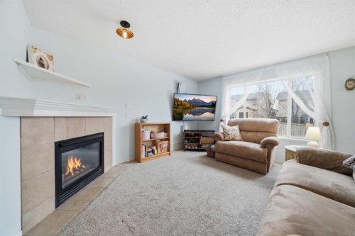 62 New Brighton Circle Se, Calgary, AB - Indoor Photo Showing Living Room With Fireplace