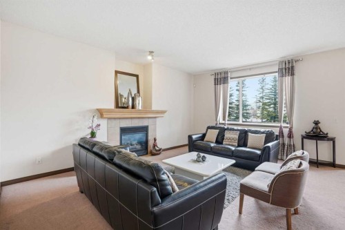 6 Springborough Green Sw, Calgary, AB - Indoor Photo Showing Living Room With Fireplace