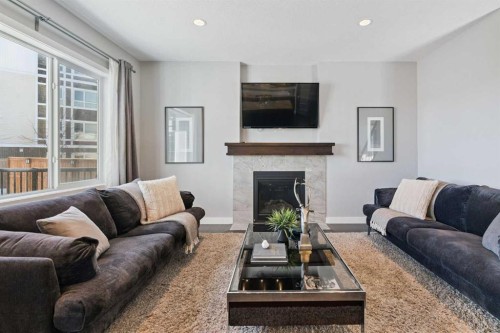 66 Skyview Ranch Crescent Ne, Calgary, AB - Indoor Photo Showing Living Room With Fireplace