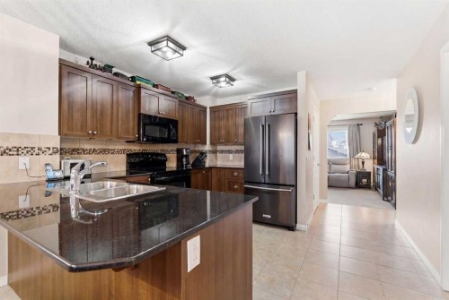107 Skyview Springs Manor Ne, Calgary, AB - Indoor Photo Showing Kitchen With Double Sink