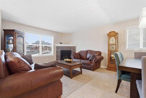 107 Skyview Springs Manor Ne, Calgary, AB - Indoor Photo Showing Living Room With Fireplace