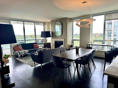 1723-222 Riverfront Avenue Sw, Calgary, AB - Indoor With Fireplace