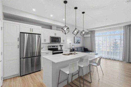 220-400 Auburn Meadows Common Se, Calgary, AB - Indoor Photo Showing Kitchen With Double Sink With Upgraded Kitchen