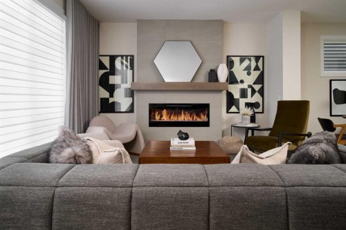124 Royston Gardens Nw, Calgary, AB - Indoor Photo Showing Living Room With Fireplace