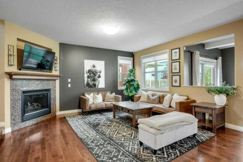 127 Hillcrest Boulevard, Strathmore, AB - Indoor Photo Showing Living Room With Fireplace