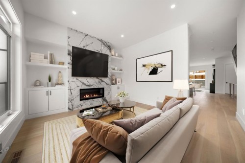 1907 28 Avenue Sw, Calgary, AB - Indoor Photo Showing Living Room With Fireplace